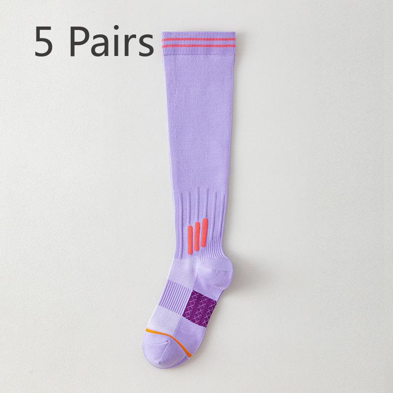5 Pairs Sports Muscle Can Lower Leg Socks Female Lean Leg Fitness Yoga Tube Socks Spring and Summer Professional Running Jump Rope Pressure Socks