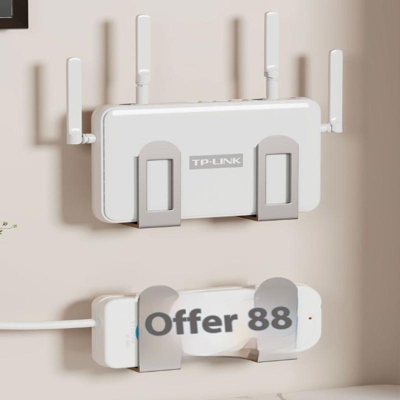 4-teiliges Bohrerfreies Router-Montageregal-Wandmontage-Set-Top-Box-Halter für das Wohnzimmer, Praktischer Organizer mit zusätzlichen Haken
