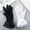 Gothic Kurze Spitze Schleife Schwarz Weiß Fingerhandschuhe Spitze Brauthandschuhe Tüll Fäustlinge Netzhandschuhe