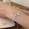 Korean S925 Sterling Silver Heart & Round Bead Bracelet for Women - Elegant, Simple, High-End Design
