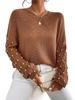 2025 Women's Winter Beaded Round-Neck Sweater - European & American Drop Shoulder Knit Pullover