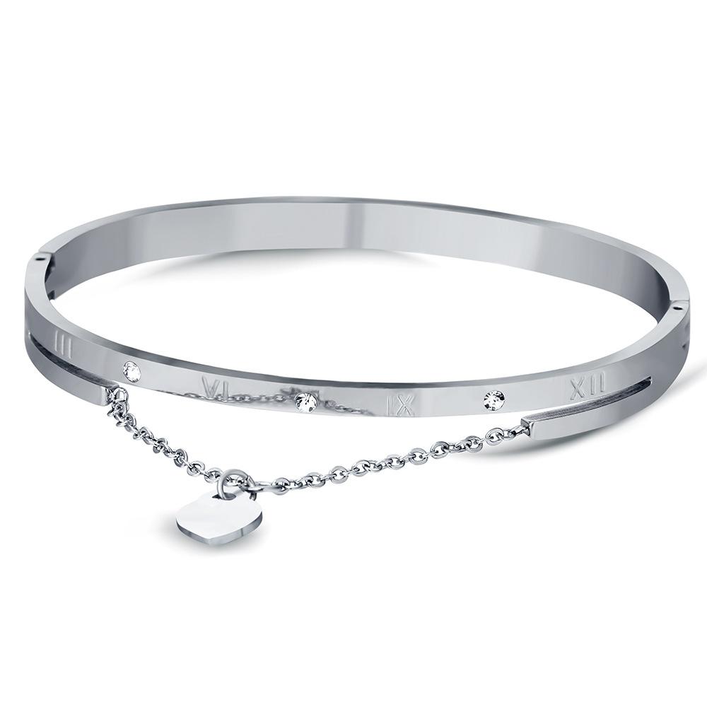 Ins Roman Numerals Long Chain Peach Heart Buckle Bracelet Rose Gold Women-Shaped Bracelet