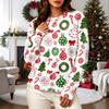 Women's Casual Long Sleeve Christmas Print Neck Pullover Sweatshirt Top