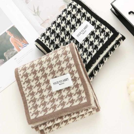 Winter Warm Herringbone Check Muffler Scarf