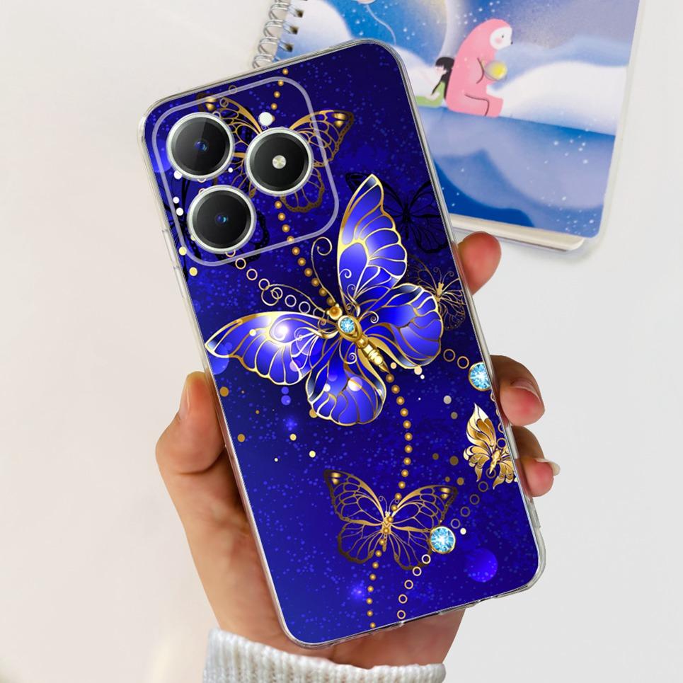 Voor Realme C63 C61 Narzo N61 N63 Hoesje Bloemen Vlinder Dames Mode Achterkant Transparant Zacht Slank Siliconen Bumper Shell