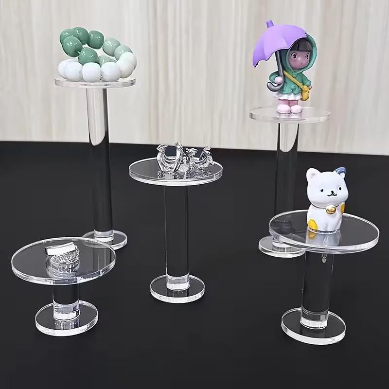 WTEMPO Modern Acrylic Round Display Stands for Jewelry and Collectibles Transparent Multi-Tiered Riser Holders for Watches Bracelets Necklaces