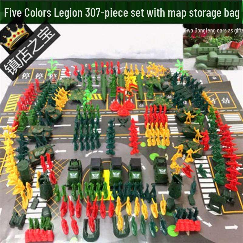 80s Nostalgic Toy Soldiers Sandbox Set: WWII Model Tank Battle for Kids