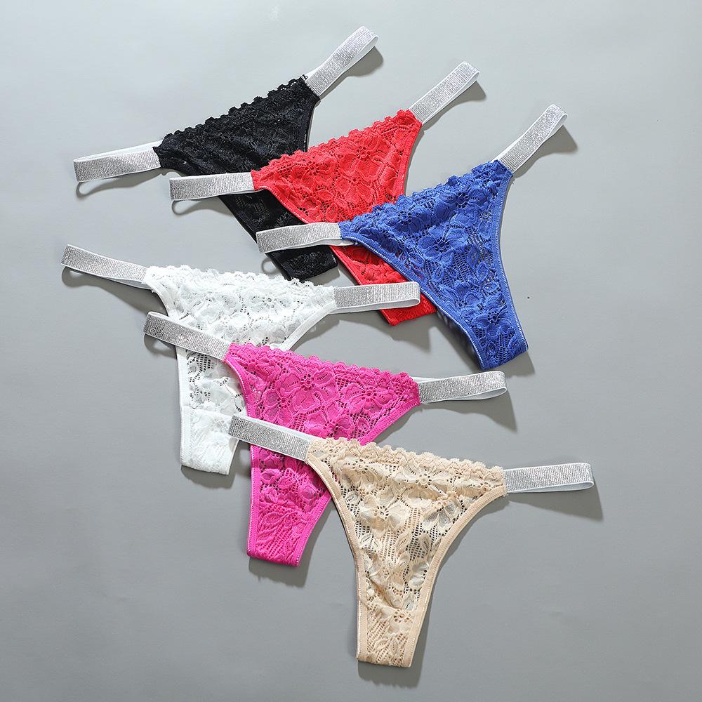 Damen-Schlüpfer aus Spitze mit breitem Bund und bezauberndem besticktem Tanga in europäischer Größe