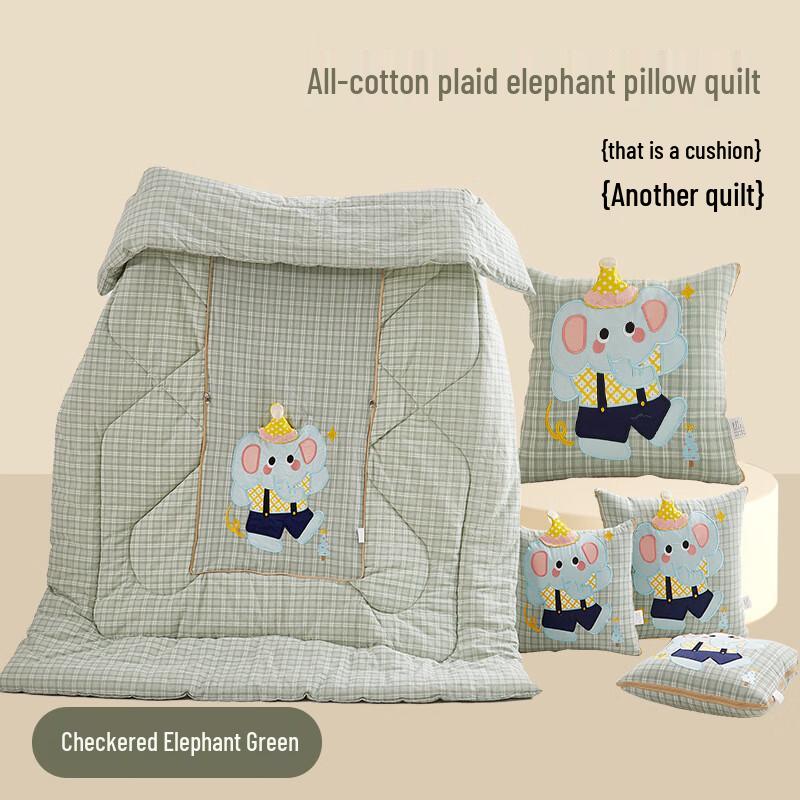 Wuchun Plaid Cartoon Dual-Use Pillow Quilt