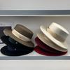 French Hepburn Style Light Luxury Versatile British Flat Top Australian Wool Top Hat Women's Autumn and Winter Outdoor Leisure Elegant Hat