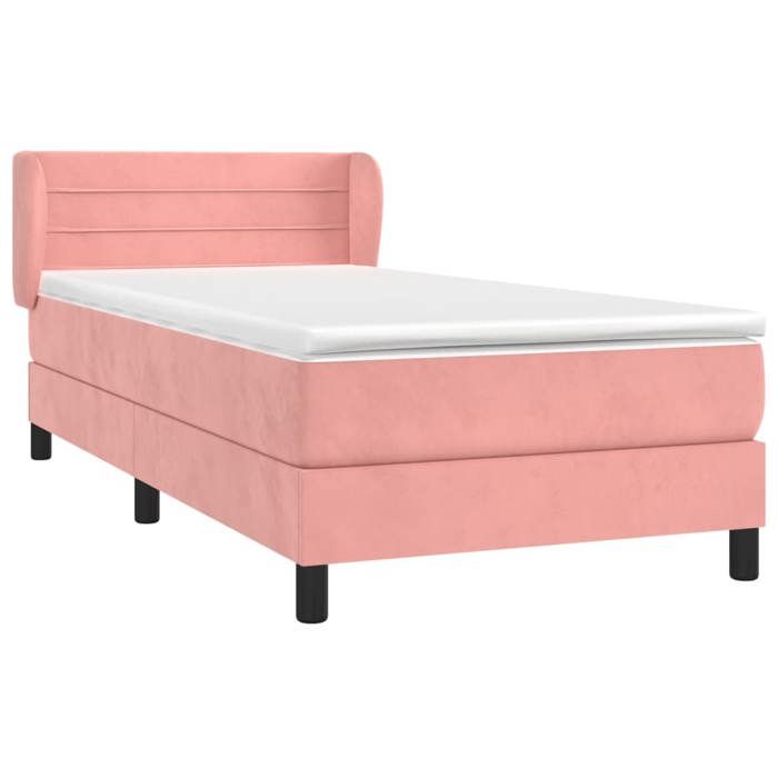 3127528 vidaXL Divan Bed with Mattress Pink 90x190 Cm Velvet