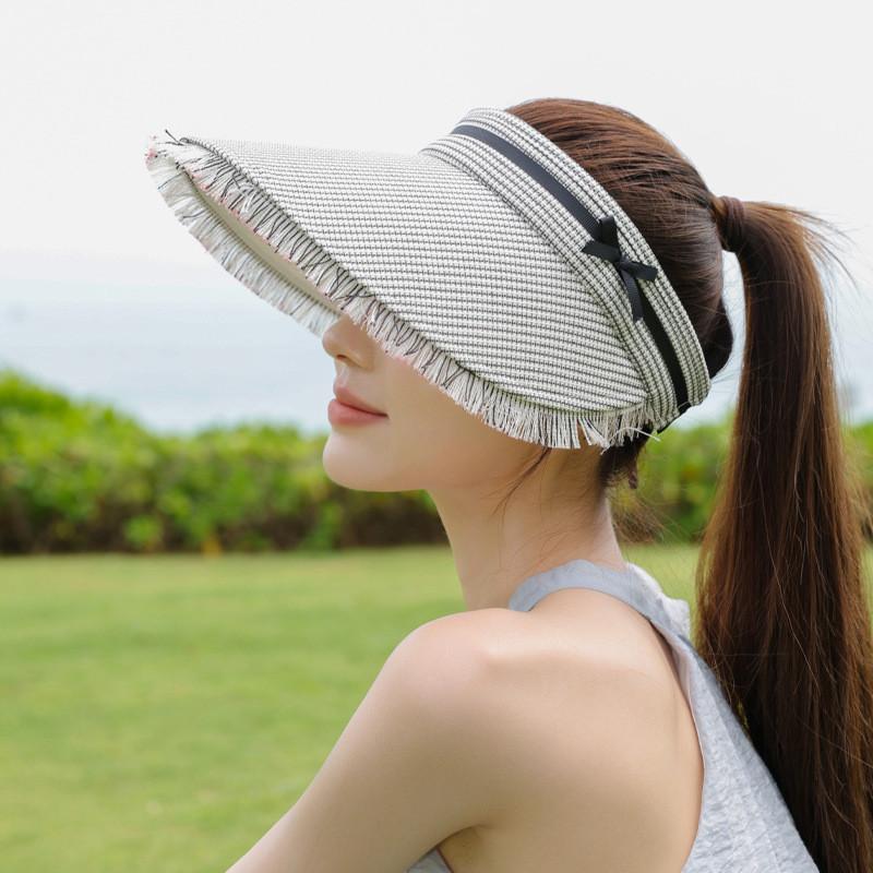 Tassel Sun Hat With Wide Brim For Summer Outdoor Sun Protection