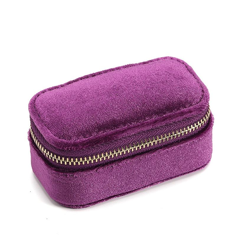 1 STÜCK Mini Samt Ringbox Einlagig Ohrringe Halskette Organizer Schmuck Aufbewahrungskoffer Bonbonfarbe Reißverschlusstasche Reise Tragbar