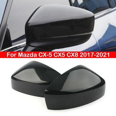 Pour Mazda CX-5 CX5 CX8 2017- Couvercle de rétroviseur latéral de voiture, capuchon d'aile, boîtier de garniture de porte extérieure en fibre de carbone
