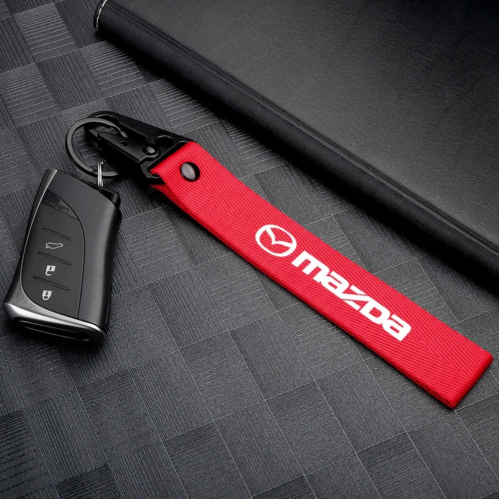2025 Quente 1 Peça Moda Carro Nylon Metal Chaveiro Argolas de Chaveiro Porta-Chaves Para Mazda 3 Bk 6 Gh CX-5 CX30 MX-5 2 5 CX-3 GJ GL CX-8 MS RX