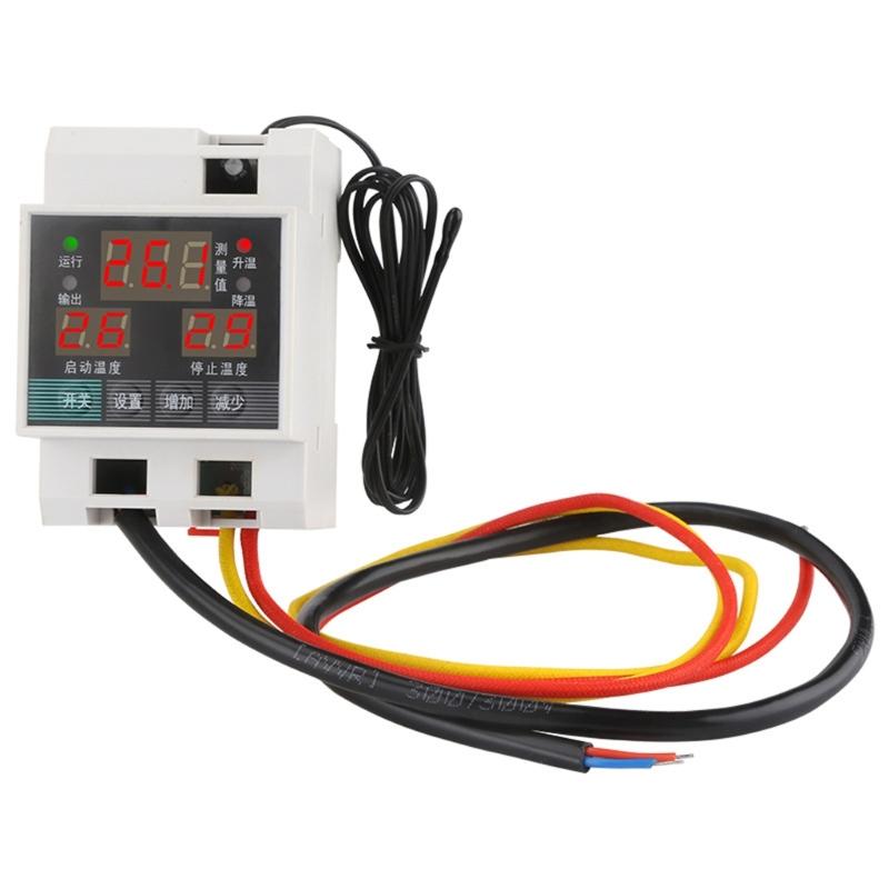 Thermostat Temperature Controller with Memory Function Triple Display DIN Rail Installation PID Control Mode 1
