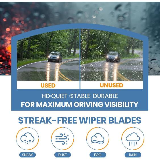 GSPSCN OEM QUALITY 26''+16'' Premium Original Replacement Windshield Wiper Blades,Quiet and Durable Stable High Performance All-Season Auto Wiper