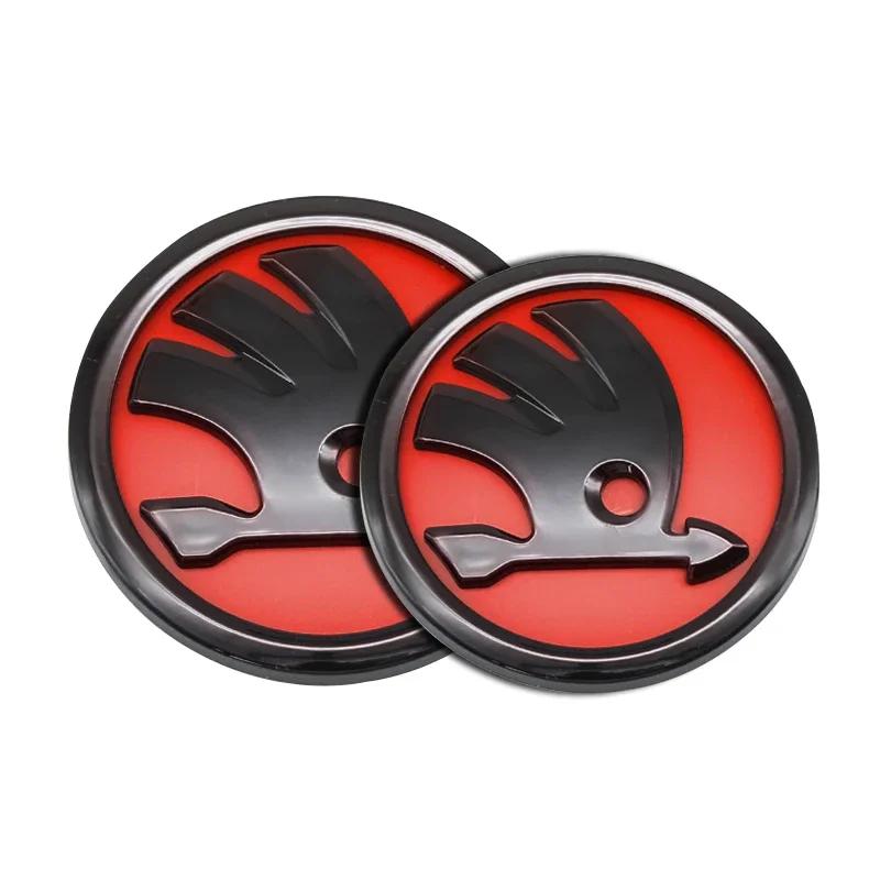 Car Sticker 2025 New 2Pcs 80mm 90mm 3D Car Badge Badge Hood Front and Trunk Badge for Skoda S Fabia 1 2 Octavia A7 RS Superb Car
