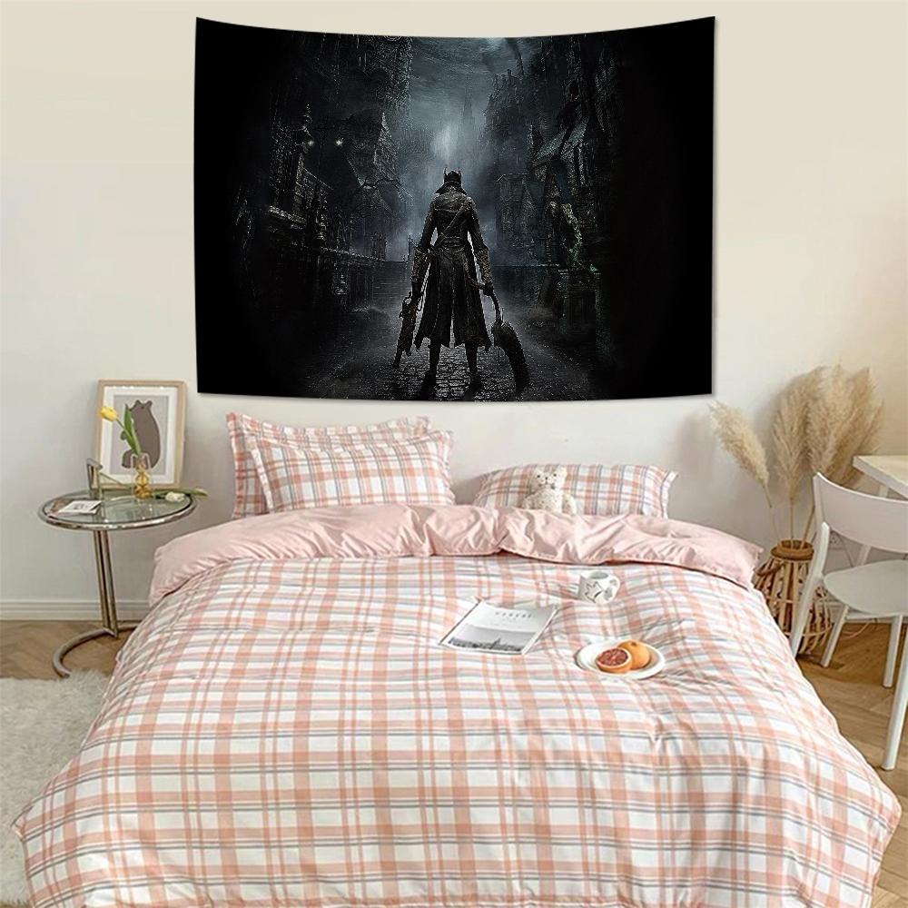 Game Bloodborne Cartoon Tapestry Art Science Fiction Room Home Decor Wall Hanging Sheets