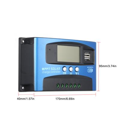 40A MPPT Solar Charge Controller Dual USB LCD Display Auto Solar Cell Panel Charger Regulator