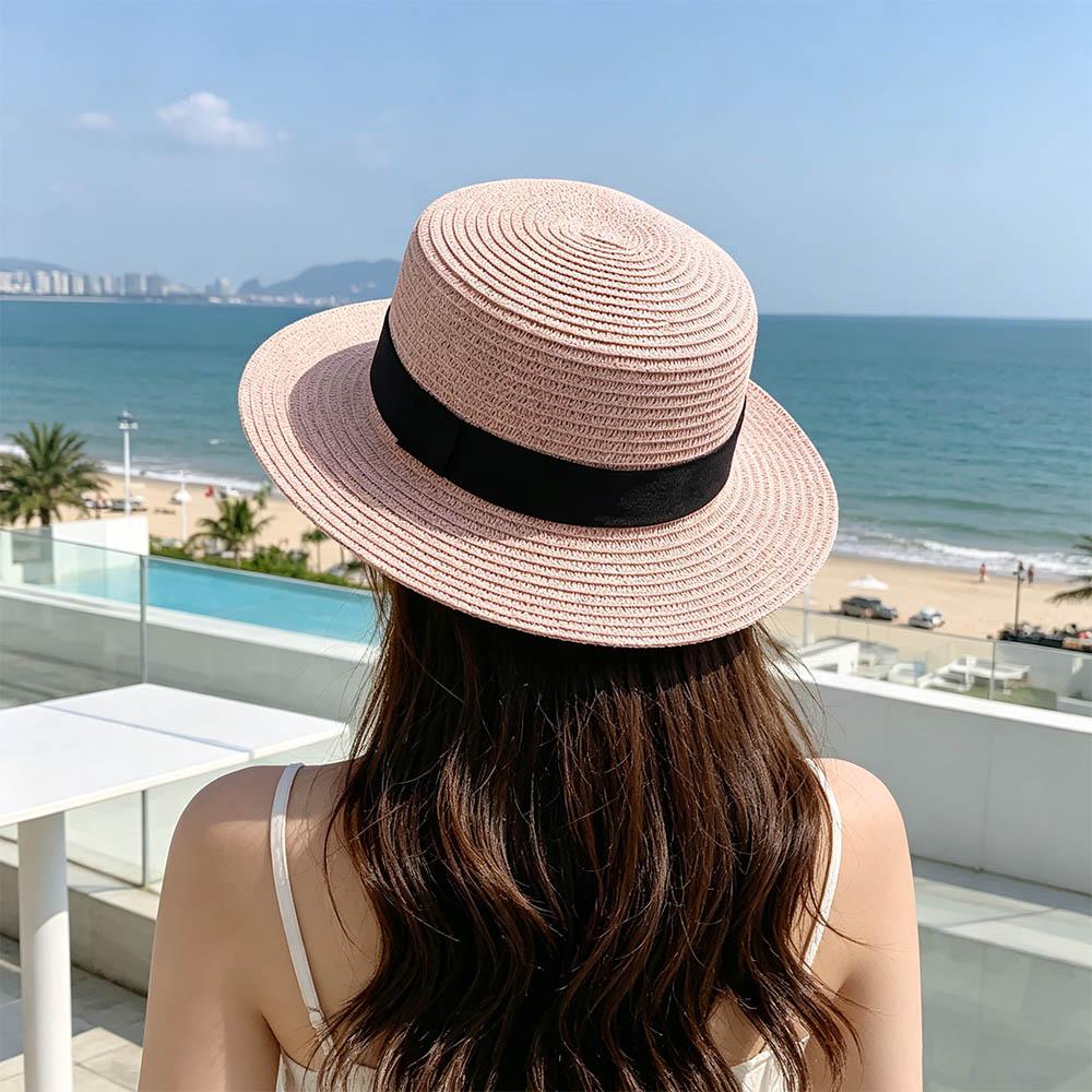 Spring Summer Flat Tops Cap Sunshade Sun Hat Ins Straw Hat Men and Women