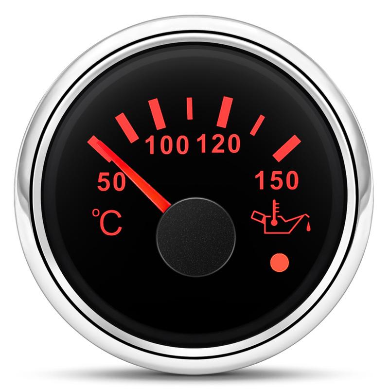 Waterproof 52mm 2" Oil Temp Gauge Temperature Meter 50-150 Celsius + Temp Sensor 1/8NPT M14X1.5 Red LED For Marine Car 12V/24V