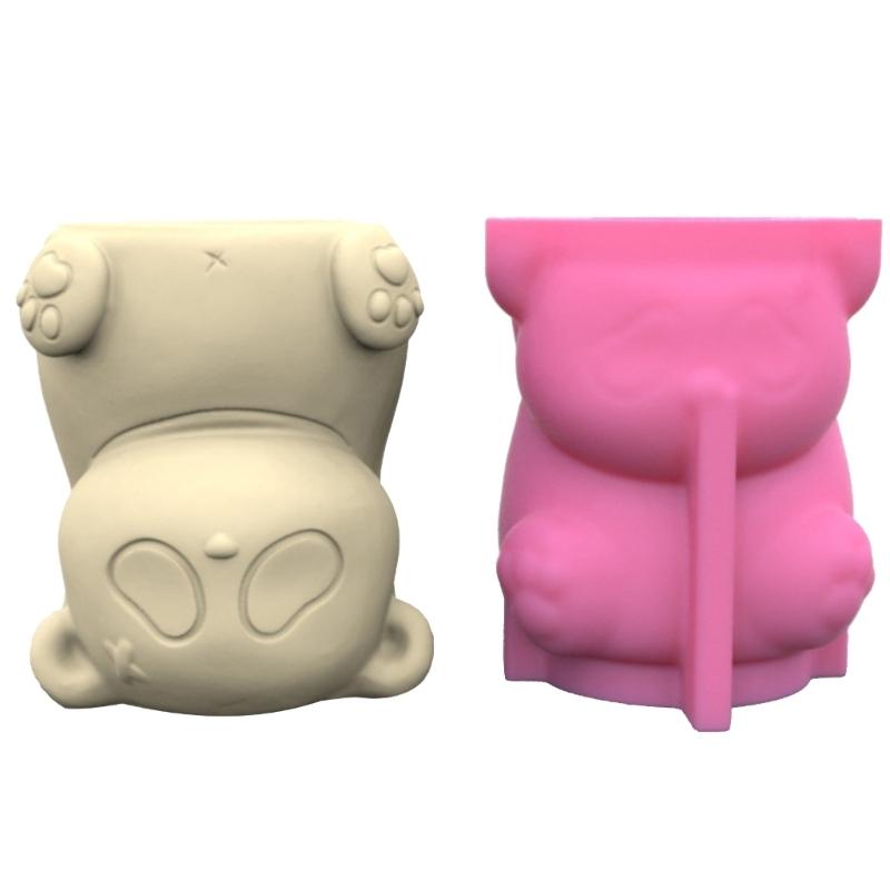 Silikonform für Sukkulenten-Blumentöpfe, Mini-Gartenstatuen, Katzen-, Panda- und Schweinchen-Blumentopfform, einzigartige Stifthalter-Harzformen