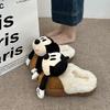 Fashion cartoon three-dimensional Mickey fluffy slippers women's 2025 autumn and winter new outer wear warm half-towed cotton slippers