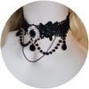 Elegant Gothic Lace Choker Necklace Halloween Vintage Pearl Necklaces with Crown Halloween Victorian Lolita Costume Accessories