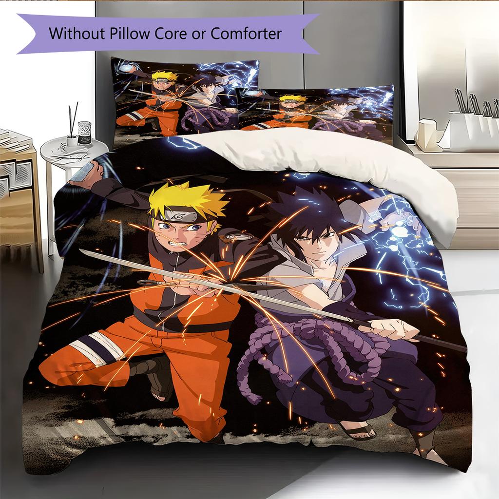 Naruto Anime Character Pattern Bedding Home Decoration Birthday Gift (1 * duvet cover + 2 * pillowcase, without core)