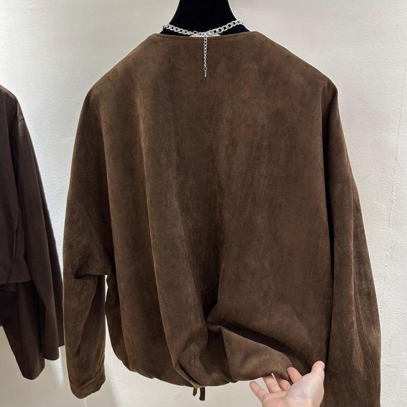 Women S Vintage Loose Fit Suede Jacket Casual Spring Autumn