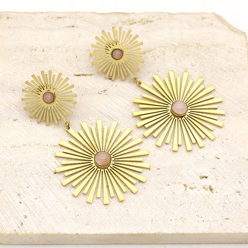 European Retro Geometric Gold-Plated Stainless Steel Earrings for Women – Titanium Steel Design