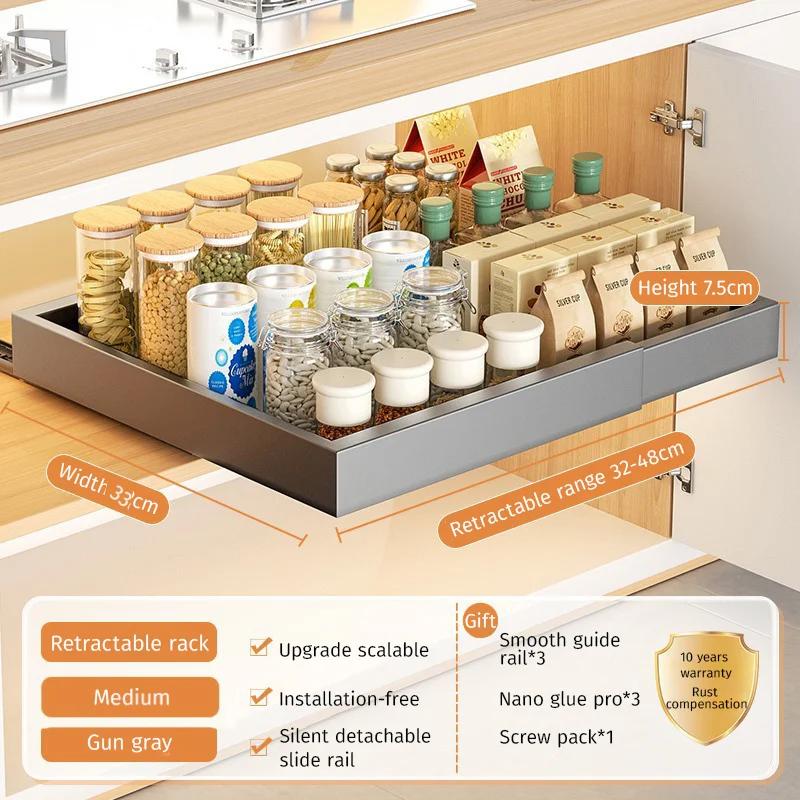 For EstanteAlmacenamiento Retráctil Con Rieles Deslizantes,  Cocina Extraíble,Especias, Organizador De Arma