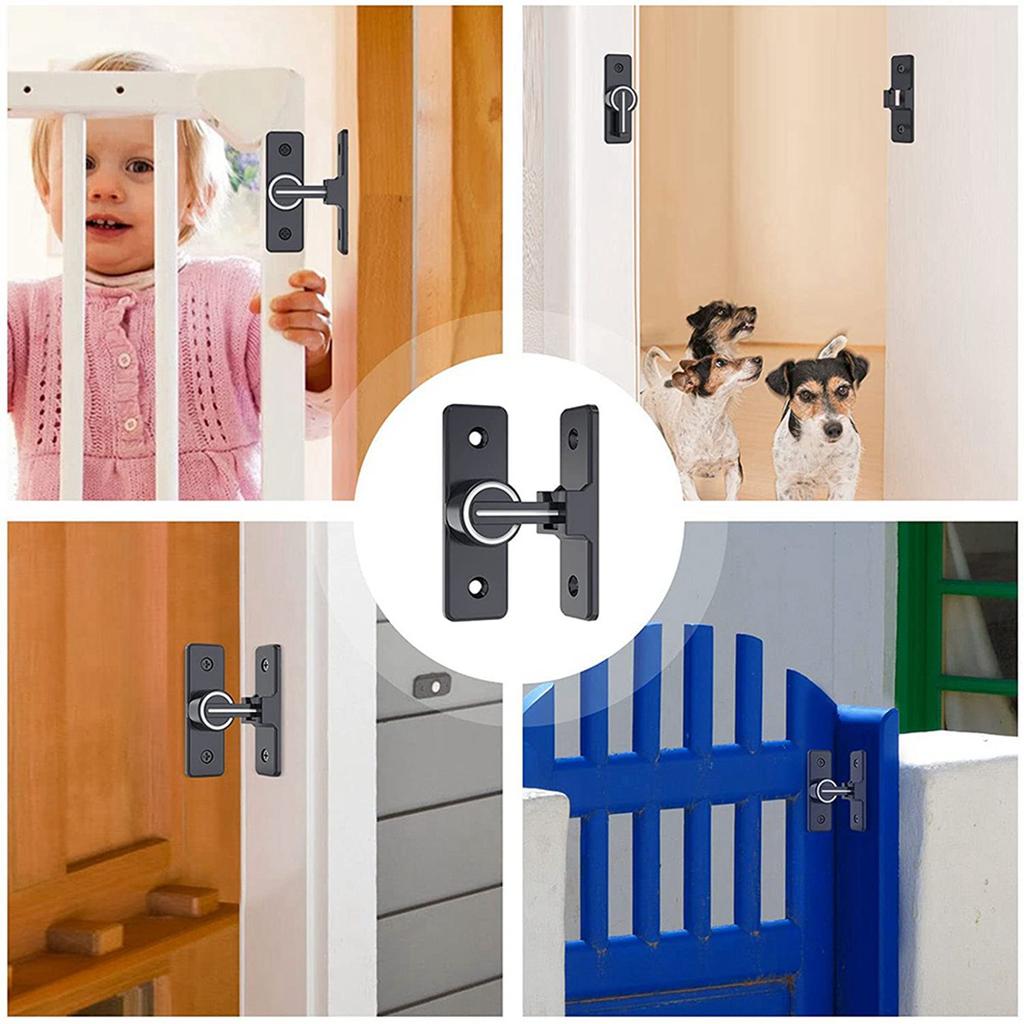 A84E-Barn Door Lock Hardware, 90 Degree Heavy Duty Gate Latches Flip Latch Safety Door Bolt Latch Lock 2 Pack