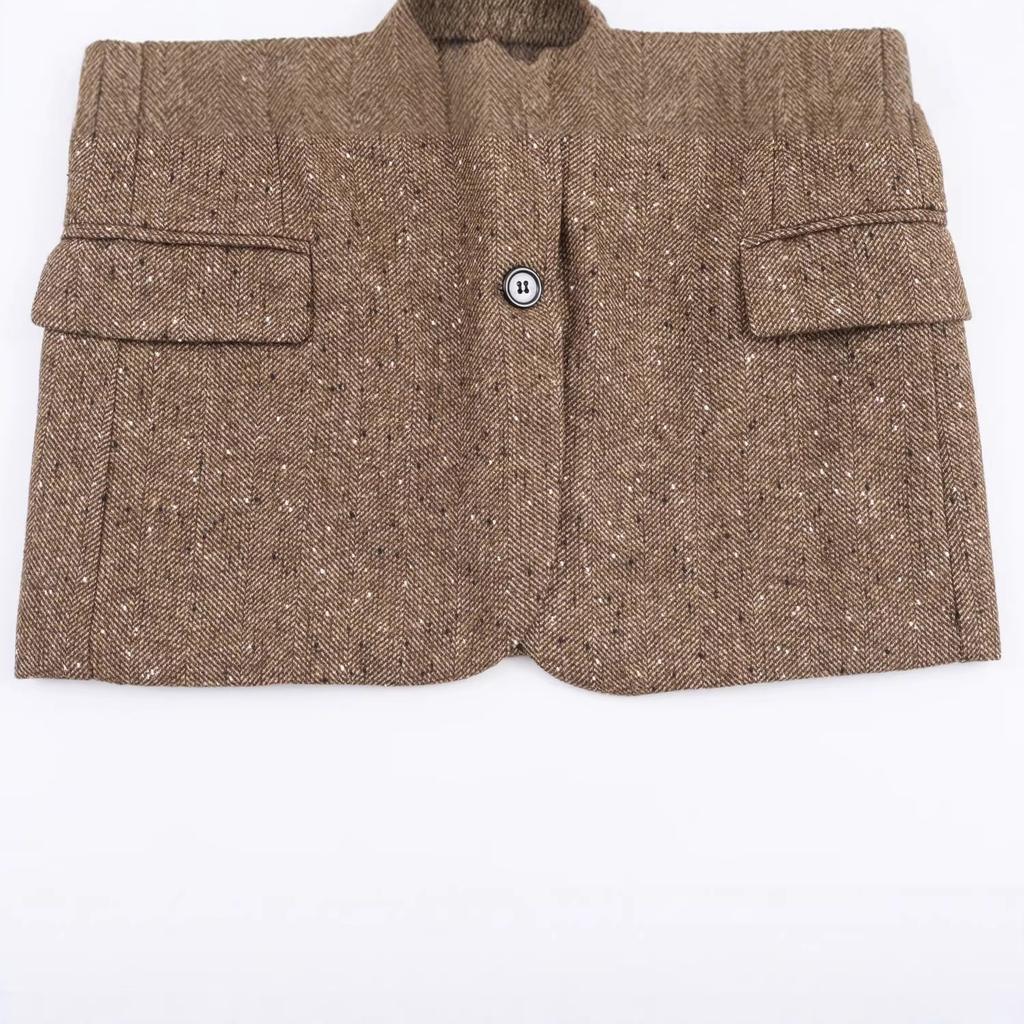 ZAZA Self-made European and American Style Wholesale Women's Clothing, Fashionable Versatile and Elegant Cross-border Herringbone Twill Blazer