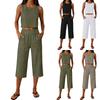 Women's Fashionable Casual Round-Neck Sleeveless Two-Piece Set