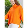 Rollkragenpullover, übergroße orangefarbene Strick-Tunika