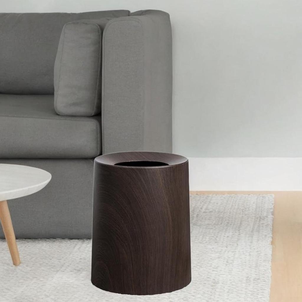 B Baosity Wood Grain Trash Can Patio Garbage Can Household Open Top Without Lid Waste Basket Garbage Bin for Toilet Bathroom Study Room, L Walnut