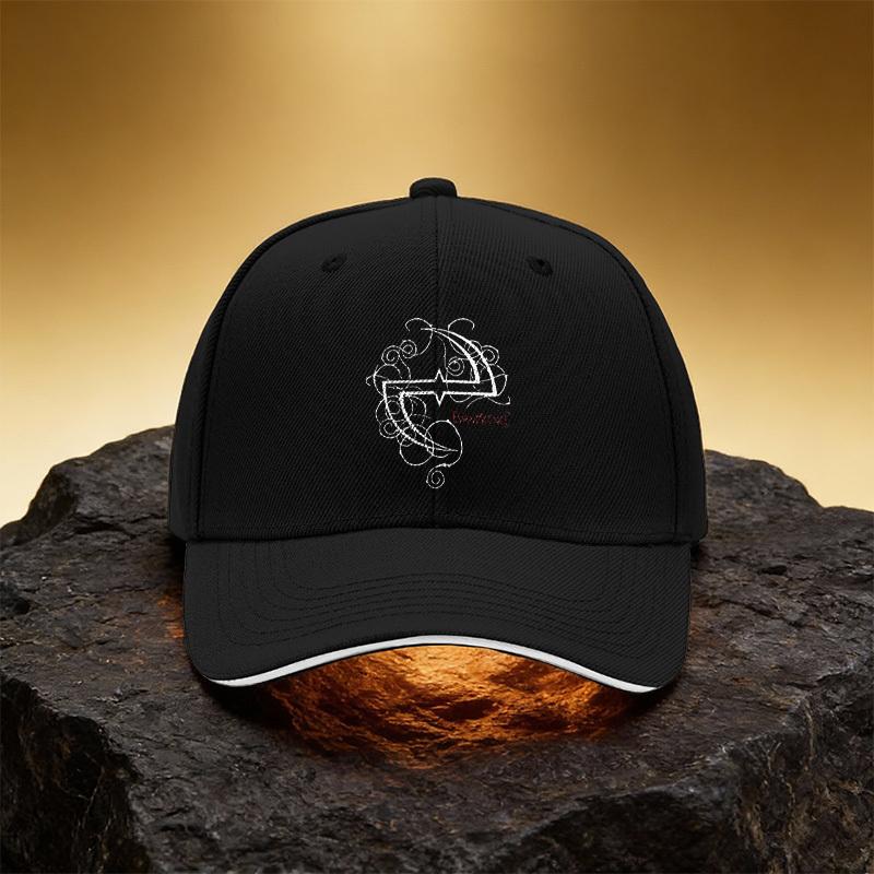 Aesthetic Band Logo Tattoo Pattern Hat, Unisex Printed Baseball Cap Sandwich Duckbill Cap Sports Hat, Suitable for Daily Commuti