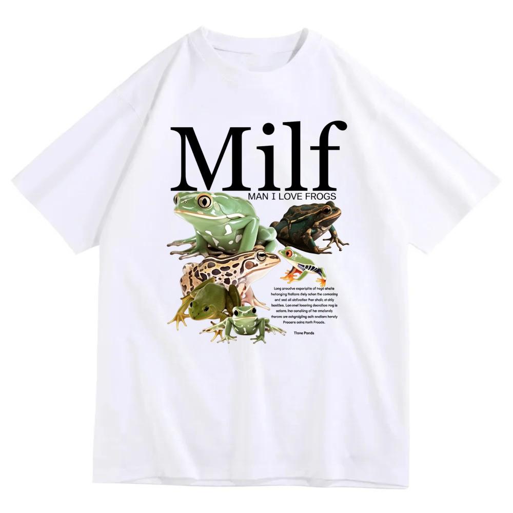 

Forest Style Nature Lover TShirt Cute Frog MILF Print Cotton Short Sleeve Tee Wildlife Aesthetic Top Y2k Top Women Clothes 3XL