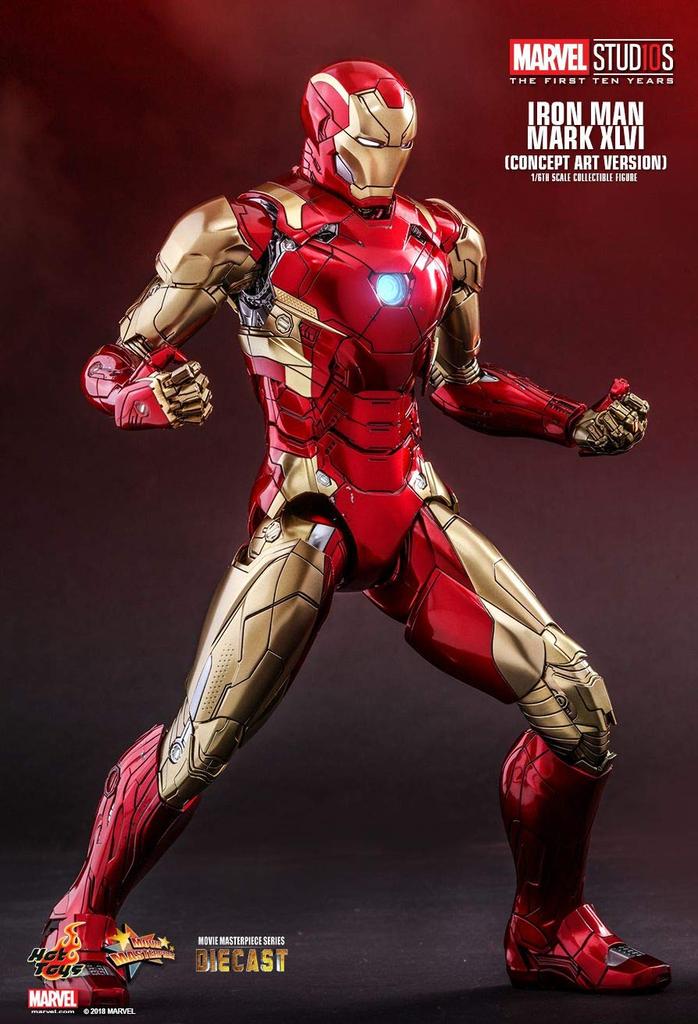 Movie Masterpiece DIECAST Marvel Studios 10th Anniversary Scale Figure Iron Man Mark 46 Art Endgame Exclusive Store by Hot Toys 1/6 (Concept Version)