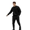Men's Solid Color Pullover Long Sleeved Casual Sports Round Neck Top And Trousers Suit