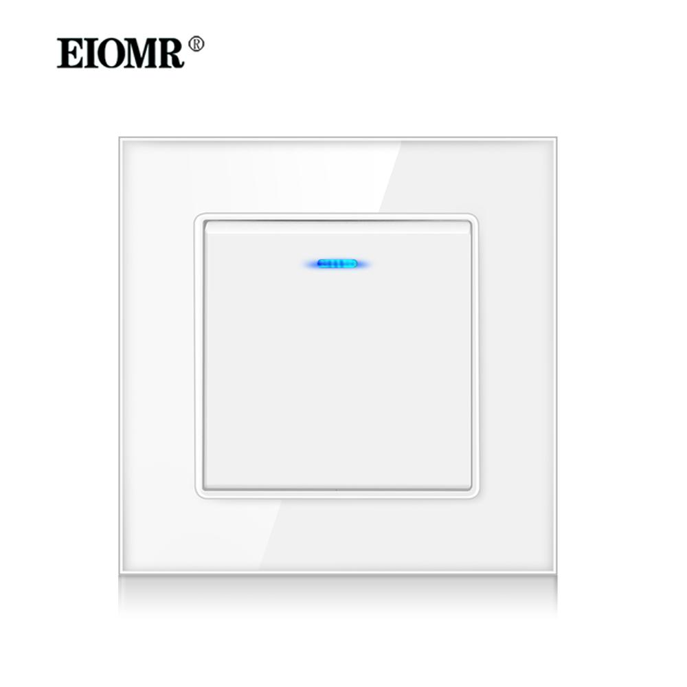 EIOMR EU Standard 16A Tempered Crystal Glass Panel Wall Socket Power Outlet Electrical Plug with Usb 5V 2100mA Ac110-250V White