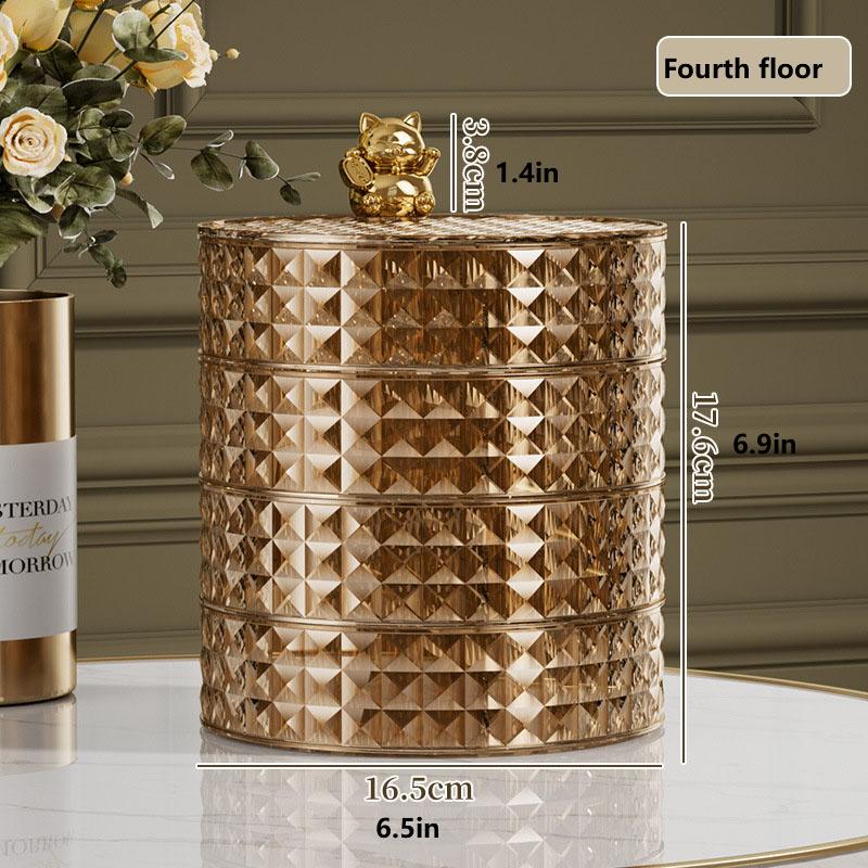 

Журнальный столик для дома, гостиной, высококачественный вращающийся штабелируемый стол для конфет, семена дыни и сухофрукты, настольный ящик для хранения L коричневый