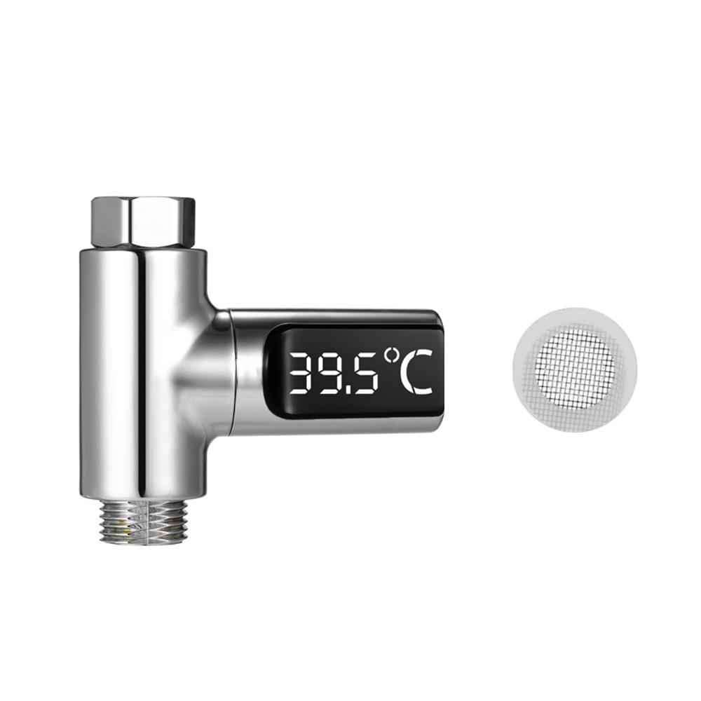 LED Digital 5.85 degrees C Shower Thermometer Self-Generating Real-Time Water Temperature Monitor Thermometer with 360 degrees Rotating Screen f