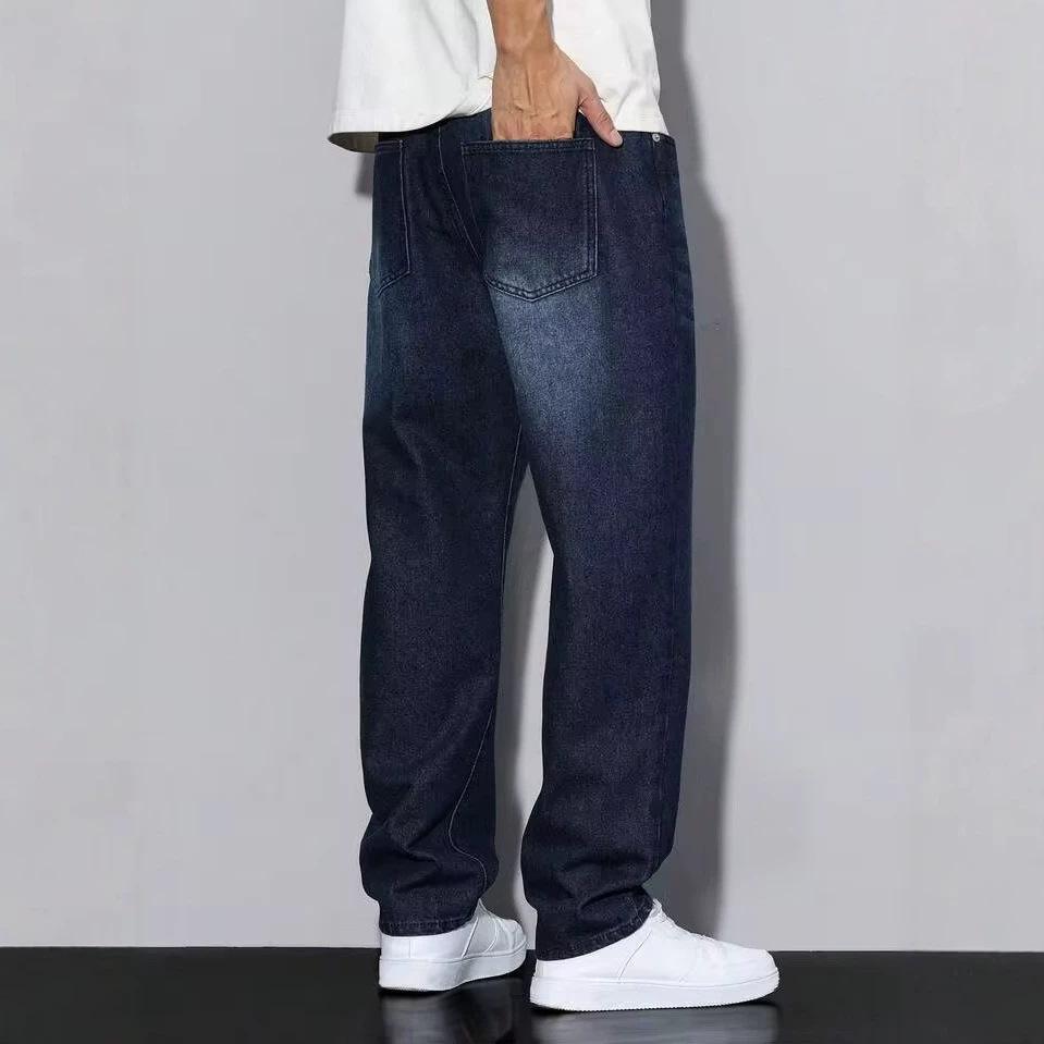 2026 Autumn New Cotton Elastic Men's Jeans Trendy Fashion Versatile Casual Straight Loose Jeans