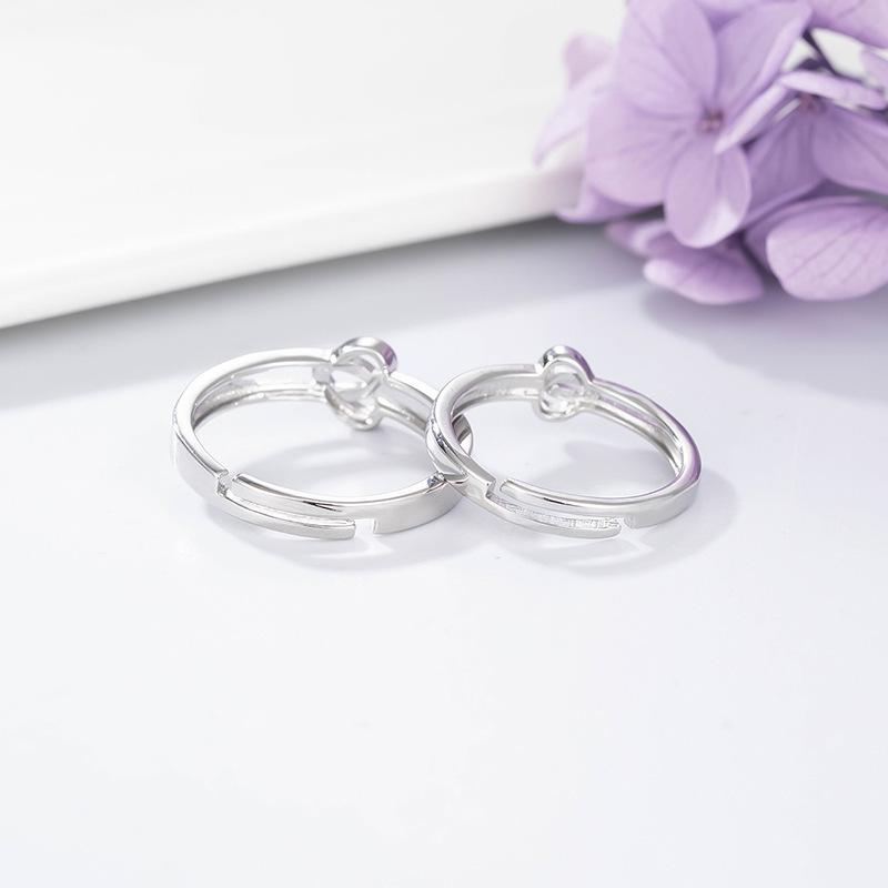 Pierścionki dla par Serce w Serce Japońskie Koreańskie Podstawowe Proste Modne Modne Osobowość Pierścionki Miłości Walentynki Prezent Otwarcie