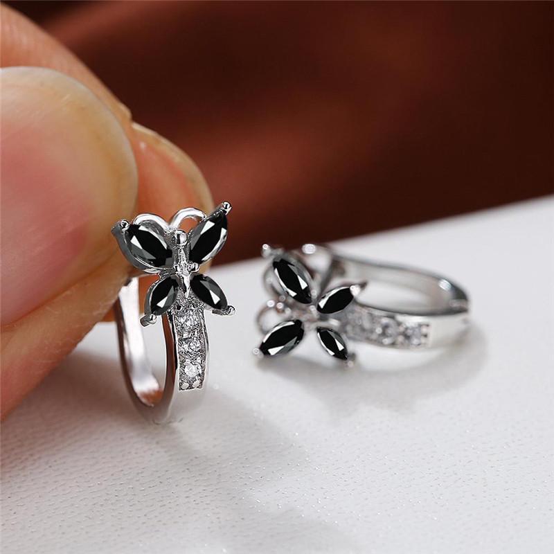 Crystal Female Multicolor Zircon Small Butterfly Clip Earrings Vintage Yellow Gold Color Wedding Boho Jewelry For Women