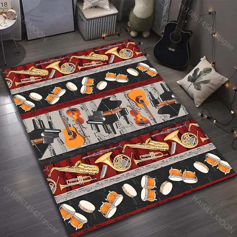 

Различные инструменты Пианино, Барабаны, Гитара Принт для Ковра Гостиная Спальня Прикроватный Коврик Современный Домашний Модный Ковер 40x60cm (16x24in)