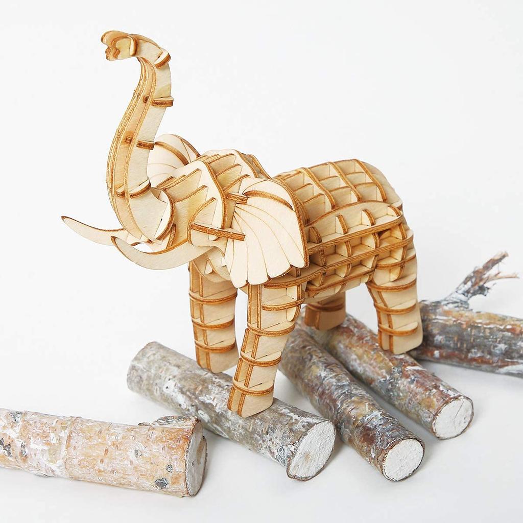 Tsukurun 3D Wood Puzzle TG203 Elephant Instructions Desu® (Japanese Included)